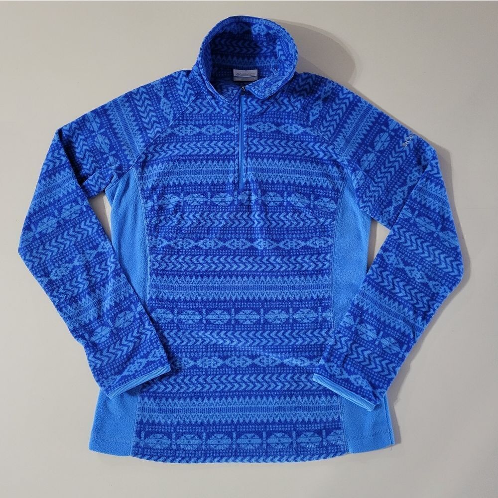 Columbia Women's Quarter Zip Fleece Blue Aztec Print Pullover